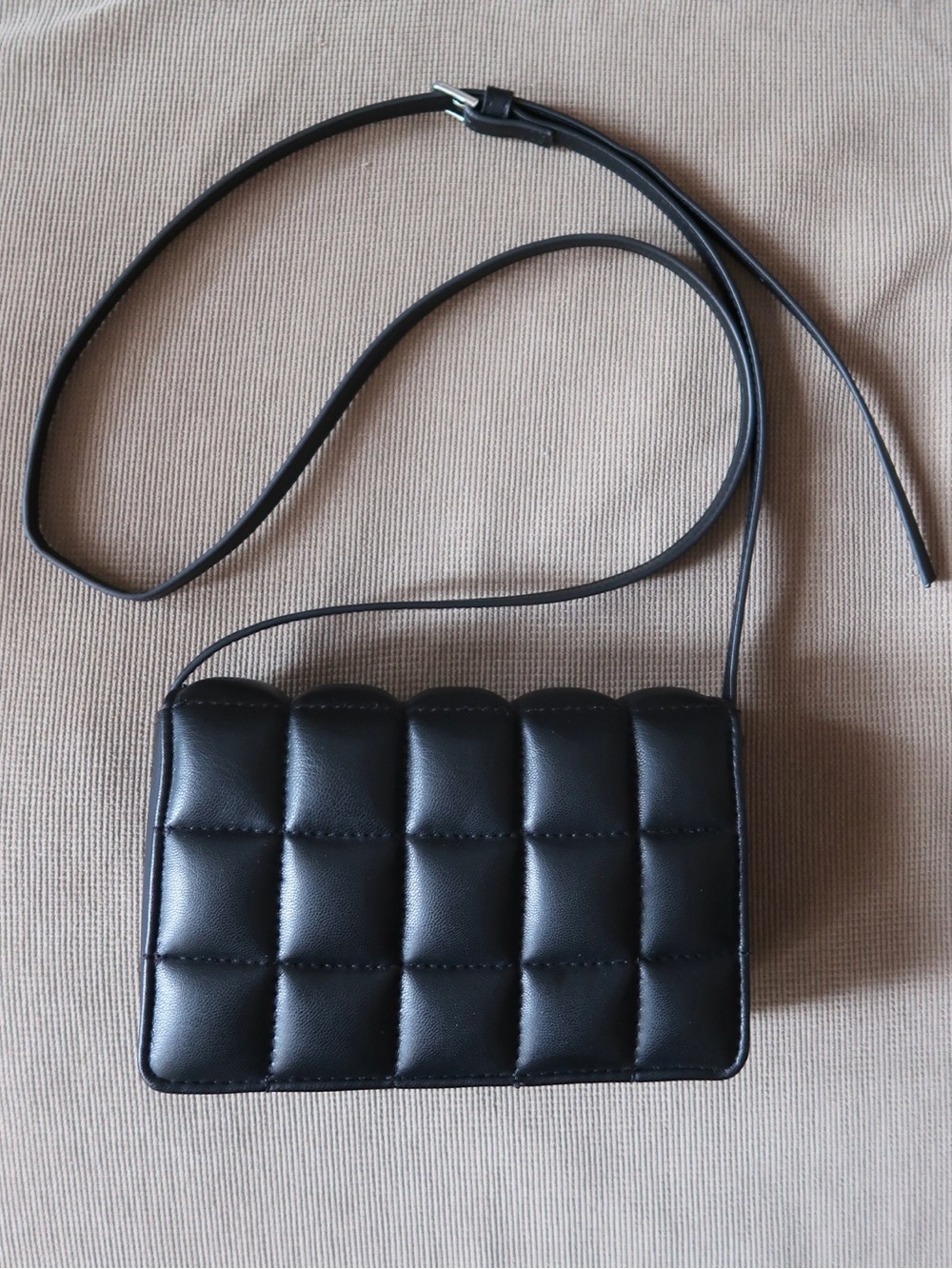 H&M Black Quilted Crossbody Bag | Puffy Faux Leather Flap Purse